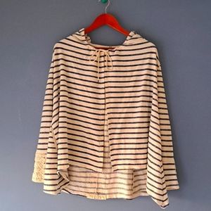 Anthropologie Hooded Lace Trimmed Sweatshirt Jacket